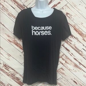 NWOT Black Graphic Tee - Because Horses